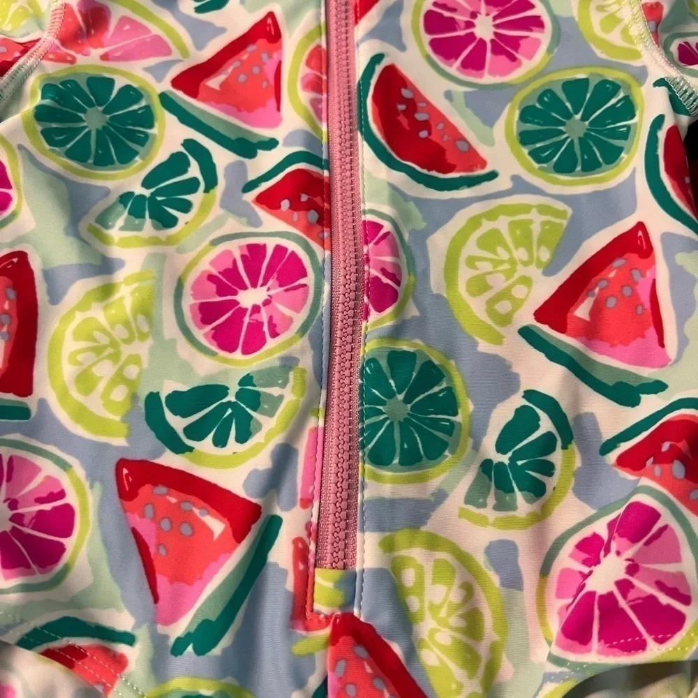 TOMMY BAHAMA GIRLS ONE PIECE LONG SLEEVE FRUIT PATTERN SWIMSUIT SIZE 18 MONTHS